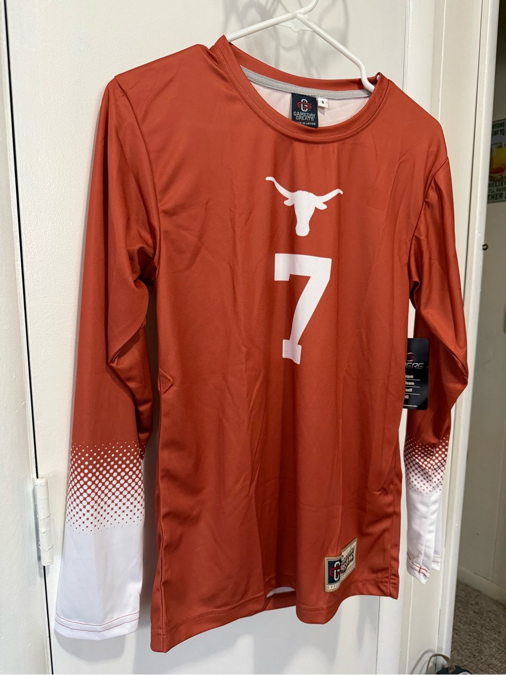 This is a Texas Longhorns long-sleeve jersey #7